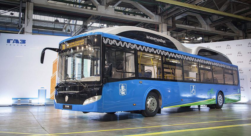 ЛиАЗ представил новый электробус мэру Москвы Сергею Собянину и губернатору Московской области Андрею Воробьеву
